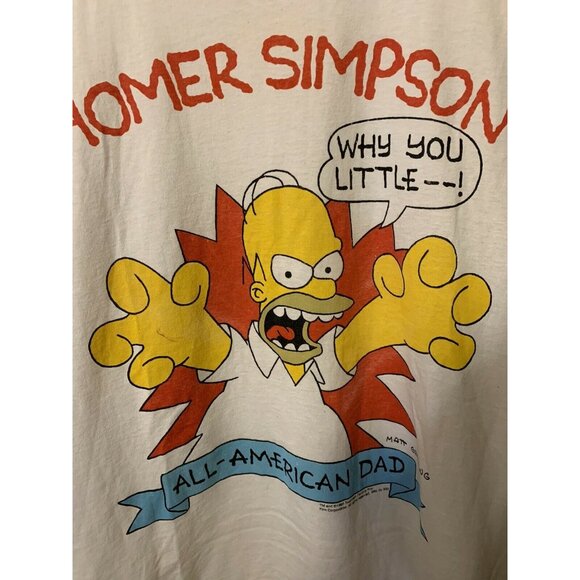 VTG 90s Homer Simpson‎ T Shirt  Why You Little __! All American Dad Screen Stars - Picture 1 of 9